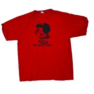 3/$15 Anarchy graphic shirt sleeve red black Read Think Act tee large